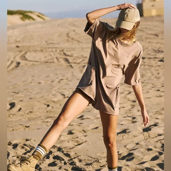 NEW Free People Hot Shot Tee Romper with logo! - Picture 5 of 8